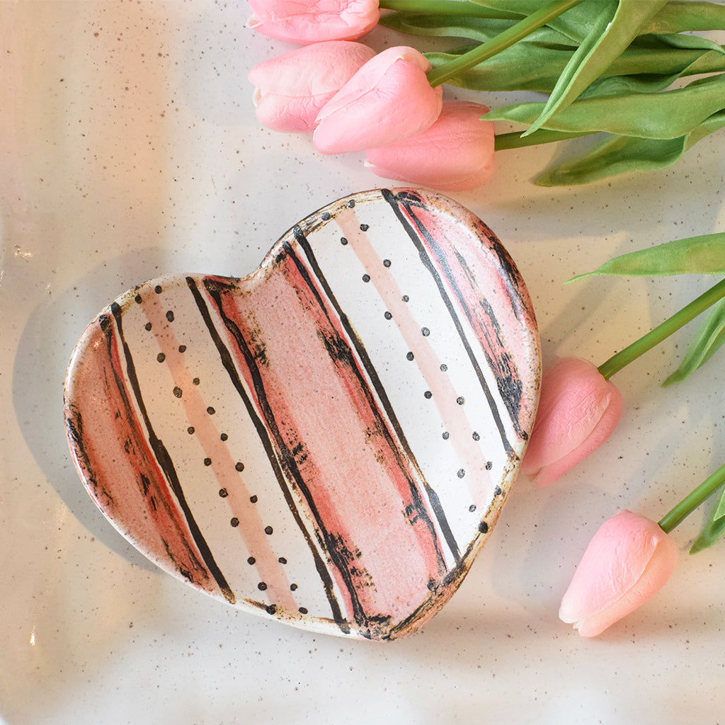 Striped Heart Dish - TheMississippiGiftCompany.com