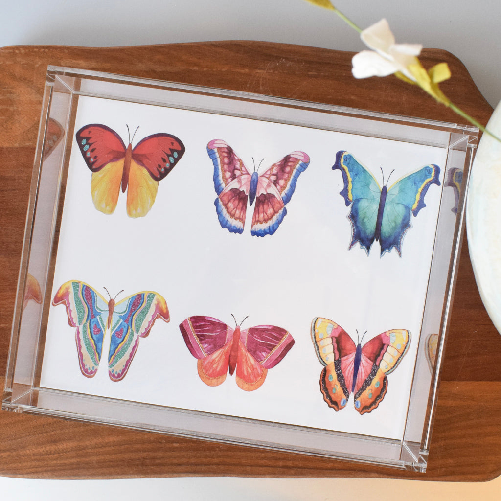 Colorful Butterflies Acrylic Tray - TheMississippiGiftCompany.com