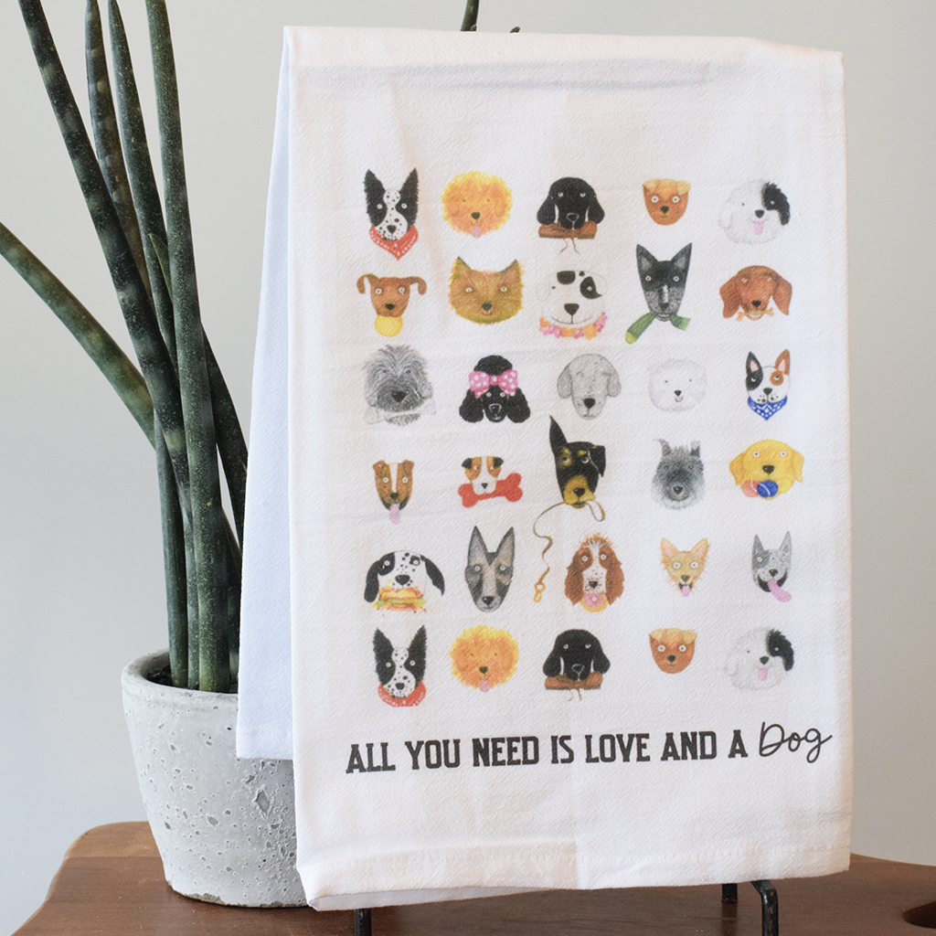 Love & A Dog Hand Towel - TheMississippiGiftCompany.com