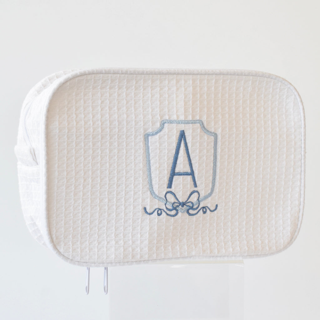 Waffle Weave Initial Cosmetic Bag - TheMississippiGiftCompany.com