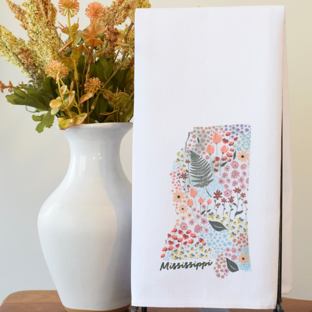 Charming Floral Fall Tea Towel - TheMississippiGiftCompany.com