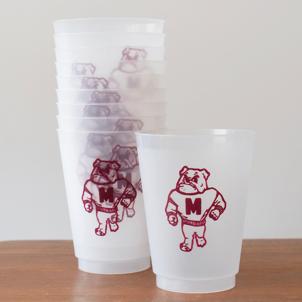 Retro Bulldog Frosted Cups - TheMississippiGiftCompany.com