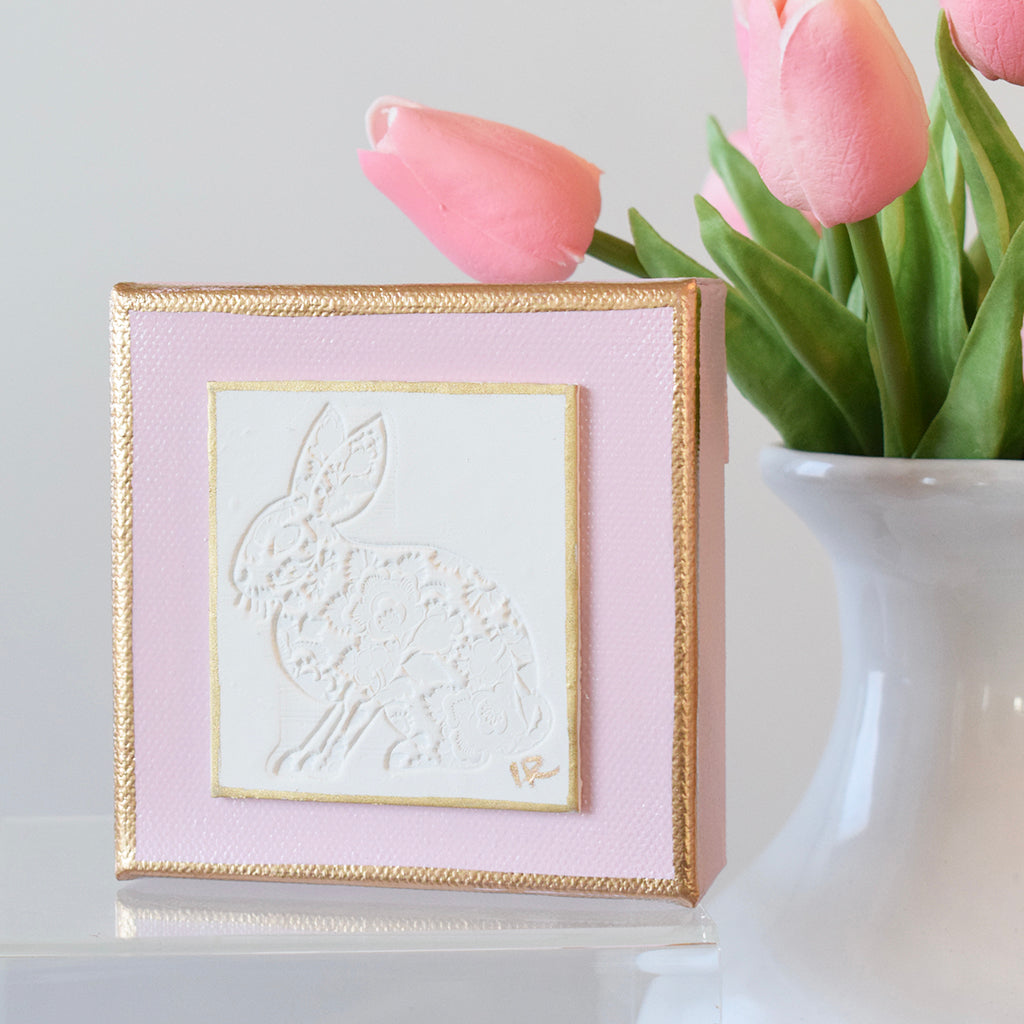 4"x4" Canvas Bunny Pink - TheMississippiGiftCompany.com