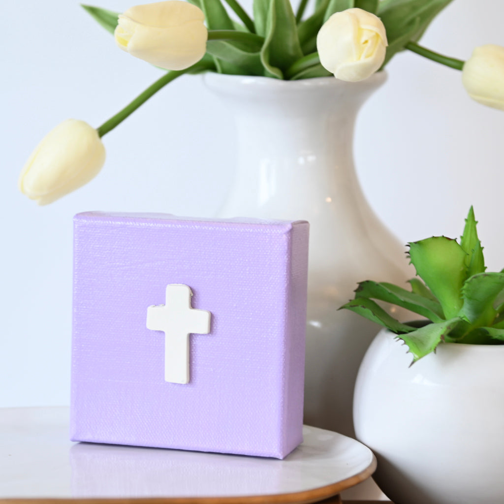 4"x4" Clay Cross Canvas Purple - TheMississippiGiftCompany.com