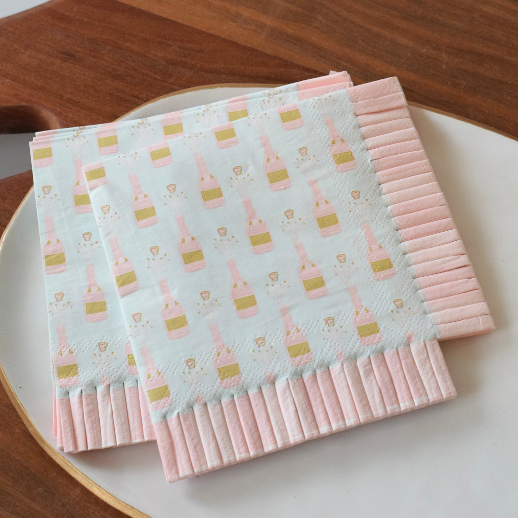 Champagne Bottle Patterned  Beverage Napkins - TheMississippiGiftCompany.com