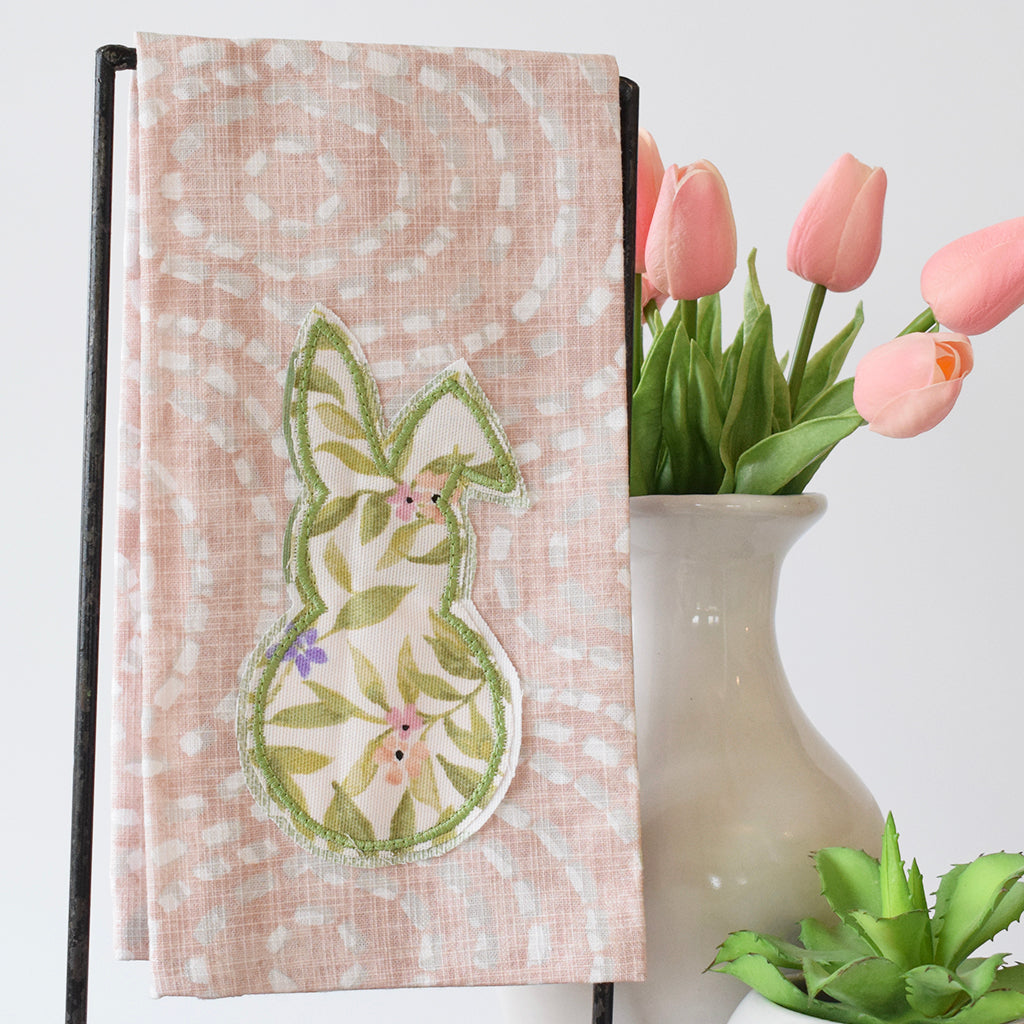 Pink Swirl Spring Bunny Hand Towel - TheMississippiGiftCompany.com