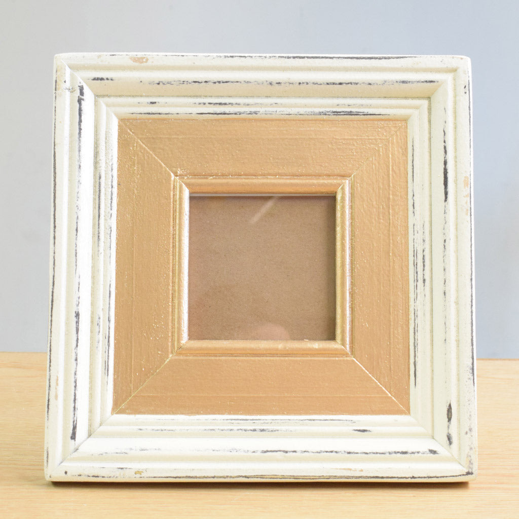 4x4 White and Gold Leaf Frame - TheMississippiGiftCompany.com