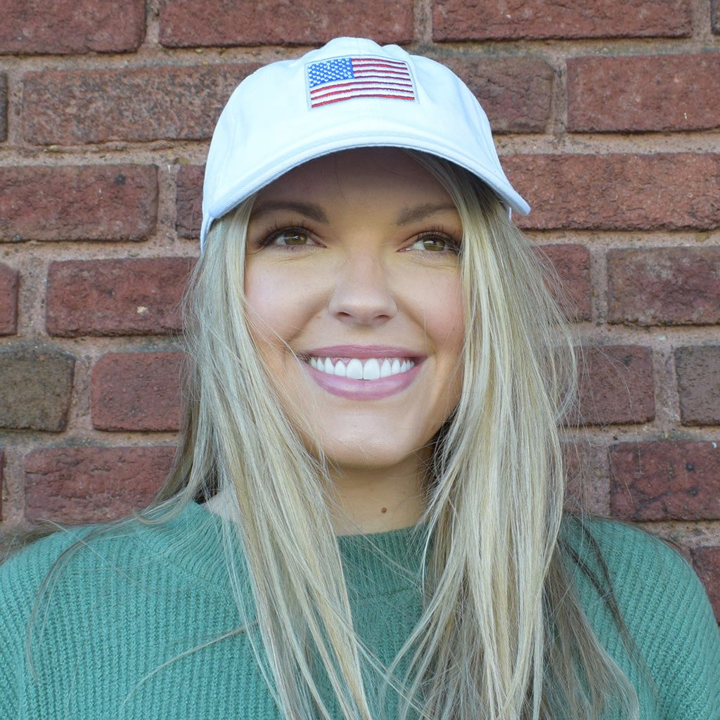 White Hat with American Flag - TheMississippiGiftCompany.com