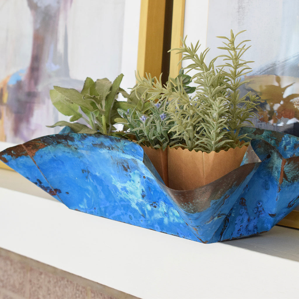 12" Rectangle Planter Blue - TheMississippiGiftCompany.com