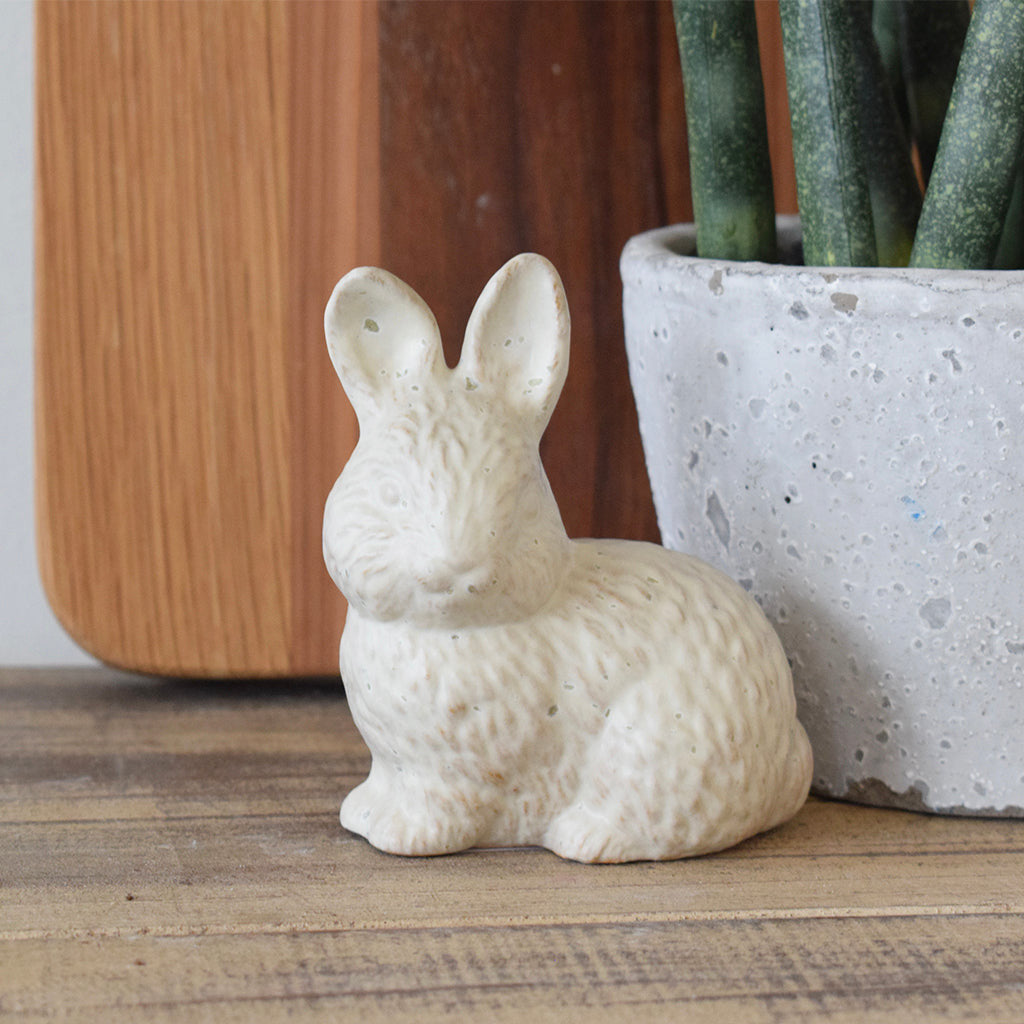 White Speckled Fluffy Rabbit - TheMississippiGiftCompany.com