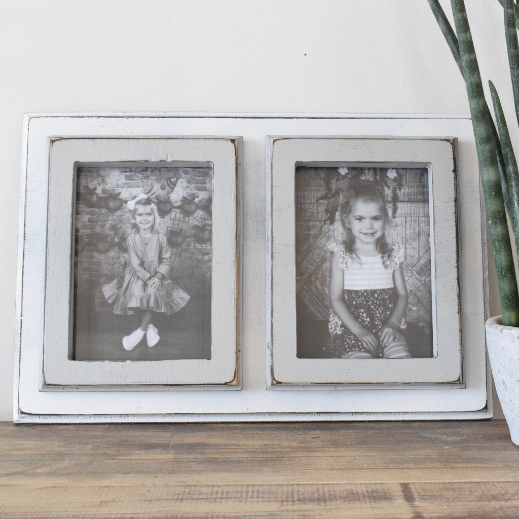 5x7 Double Tyson Frame - White/Gray - TheMississippiGiftCompany.com