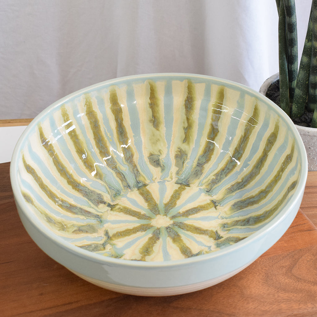 Teal Large Round Serving Bowl - TheMississippiGiftCompany.com