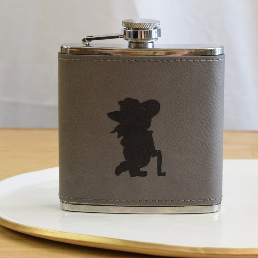Rebel Leather Flask - TheMississippiGiftCompany.com