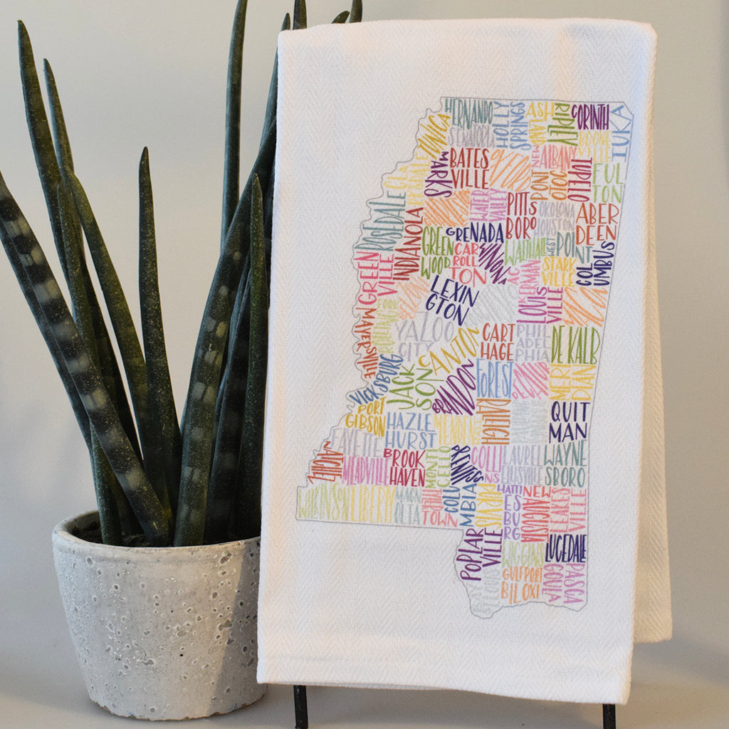 Multi Mississippi Towns Hand Towel - TheMississippiGiftCompany.com