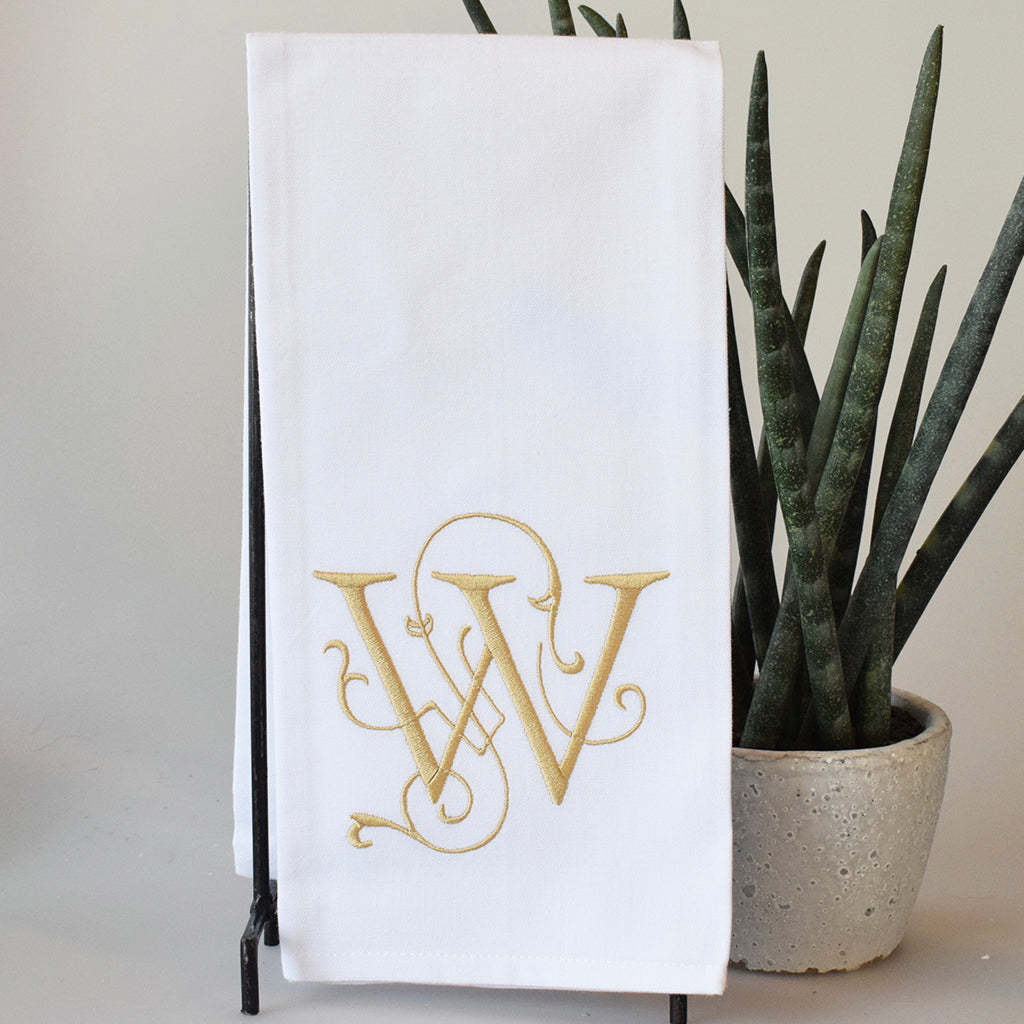 Gold Initial Towel-Trumpet Design - TheMississippiGiftCompany.com
