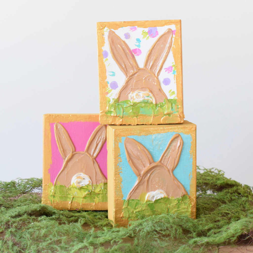 4x4 Bunny Block Pink - TheMississippiGiftCompany.com