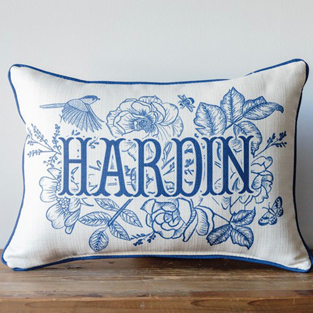 Custom Family Name Blue Victorian Rectangle Pillow - TheMississippiGiftCompany.com