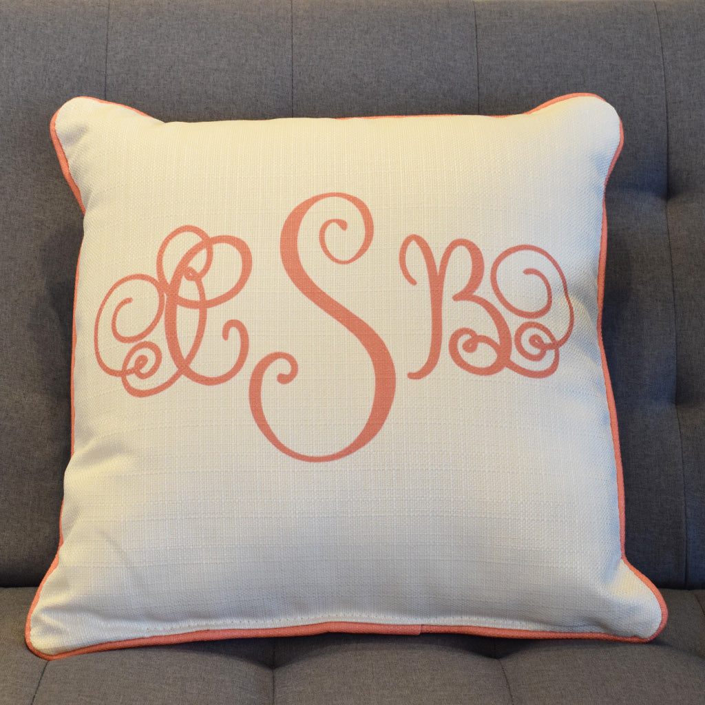 Curly Monogram Girl Pillow - TheMississippiGiftCompany.com