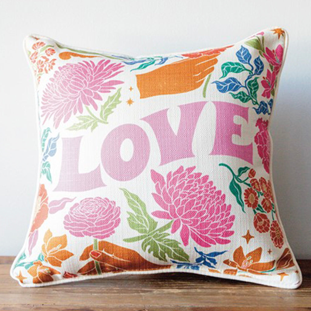 Dainty Floral Love Square Pillow - TheMississippiGiftCompany.com