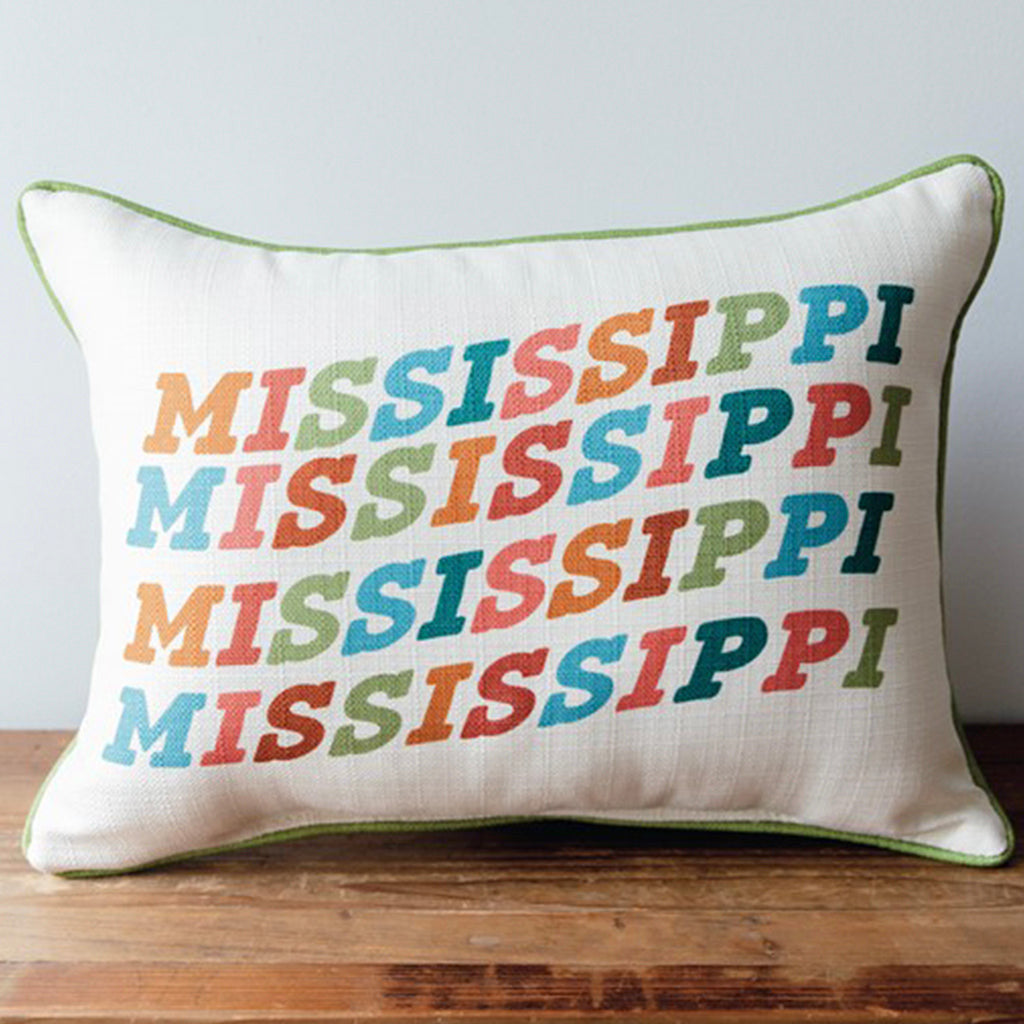 Spring Wavy Mississippi Rectangle Pillow - TheMississippiGiftCompany.com