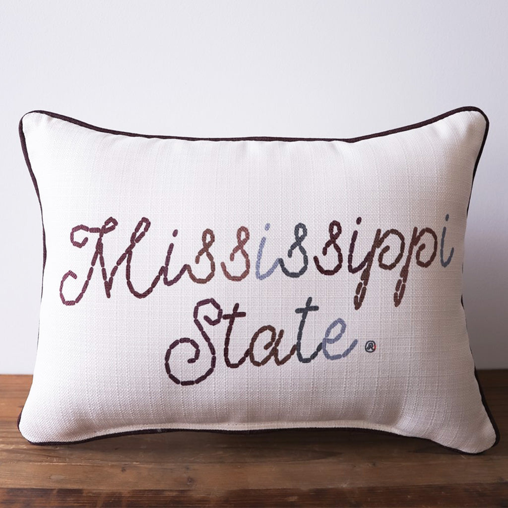 Stitched MSU Rectangle Pillow - TheMississippiGiftCompany.com