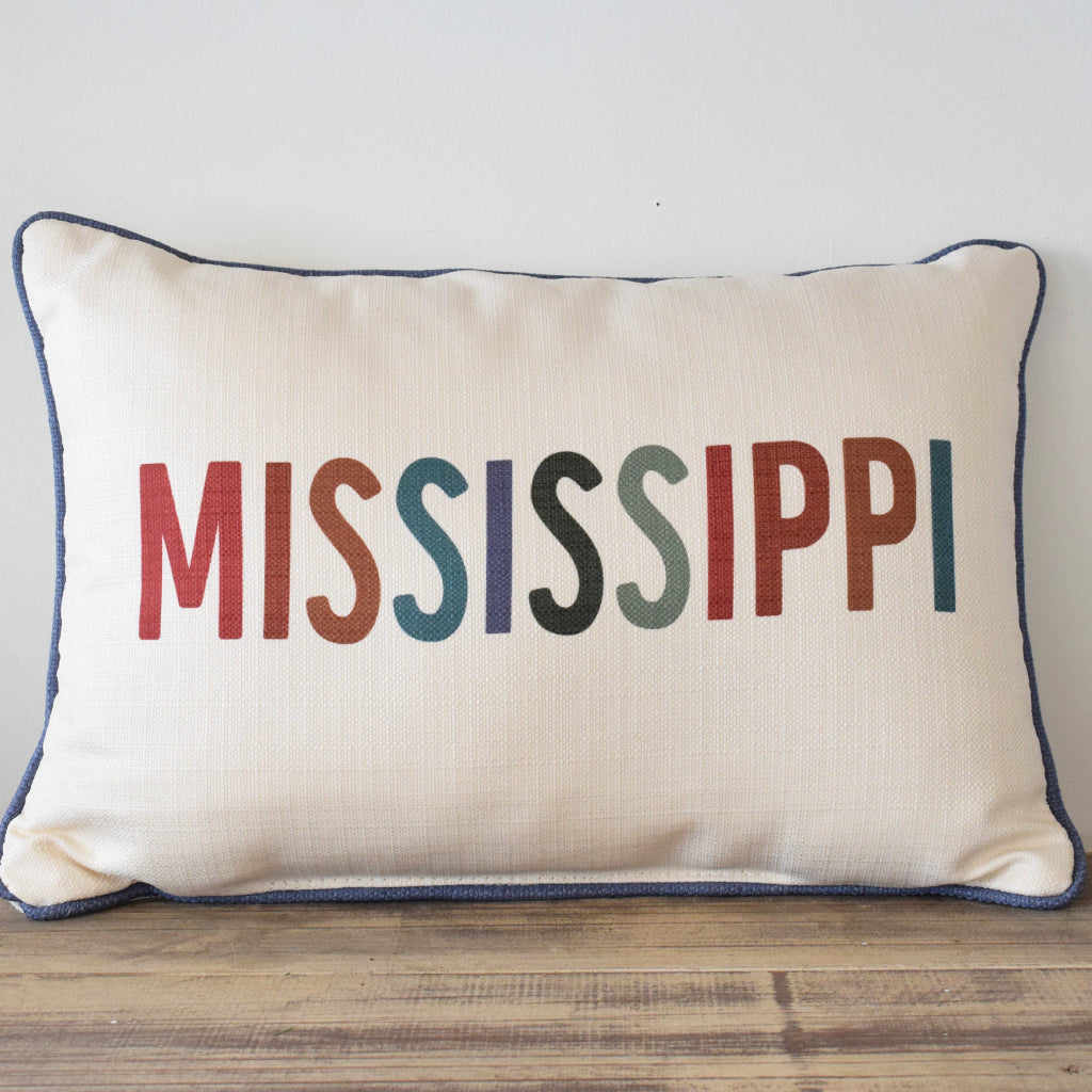 Warm Neutral Mississippi Rectangle Pillow - TheMississippiGiftCompany.com