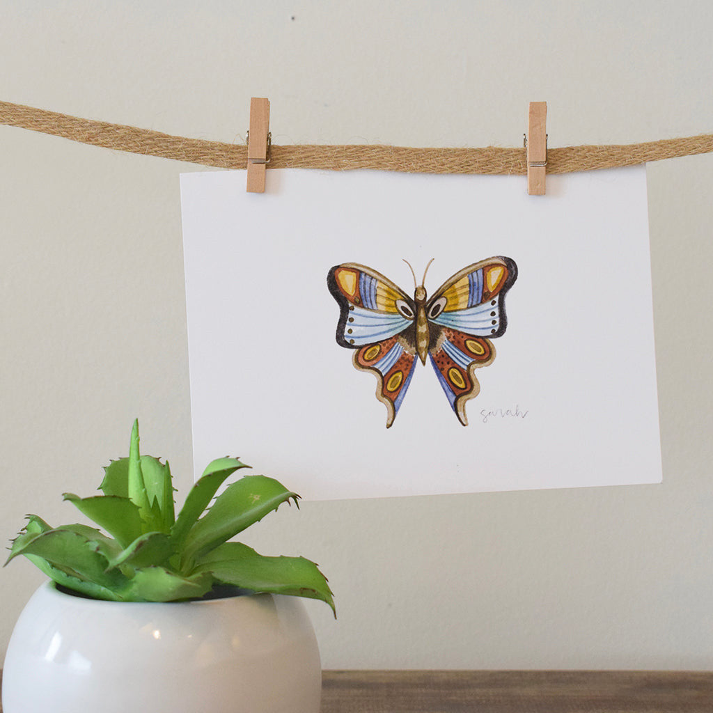 Sarah McCullen Original Watercolor Print- Brown Butterfly - TheMississippiGiftCompany.com