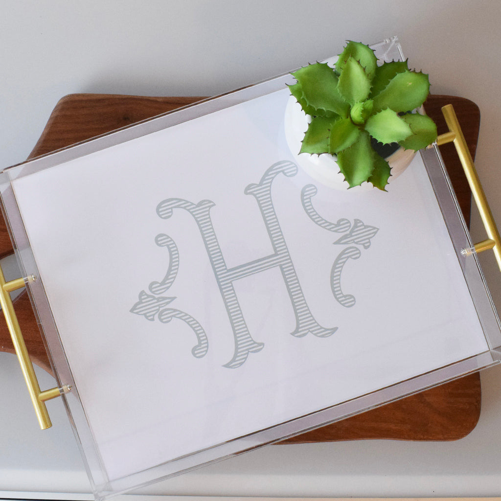 Large Acrylic Tray- Romanesque Intial - TheMississippiGiftCompany.com