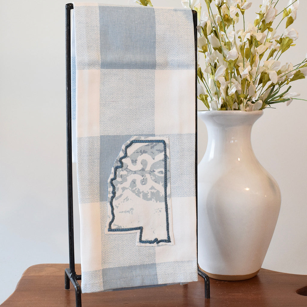Blue Check Mississippi Tea Towel - TheMississippiGiftCompany.com