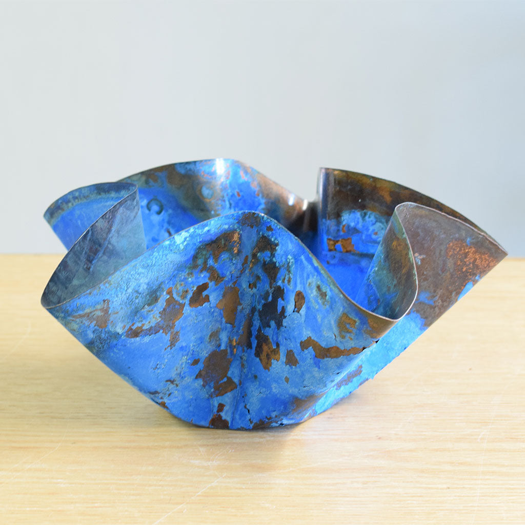 Copper Small Flower Pot Blue - TheMississippiGiftCompany.com