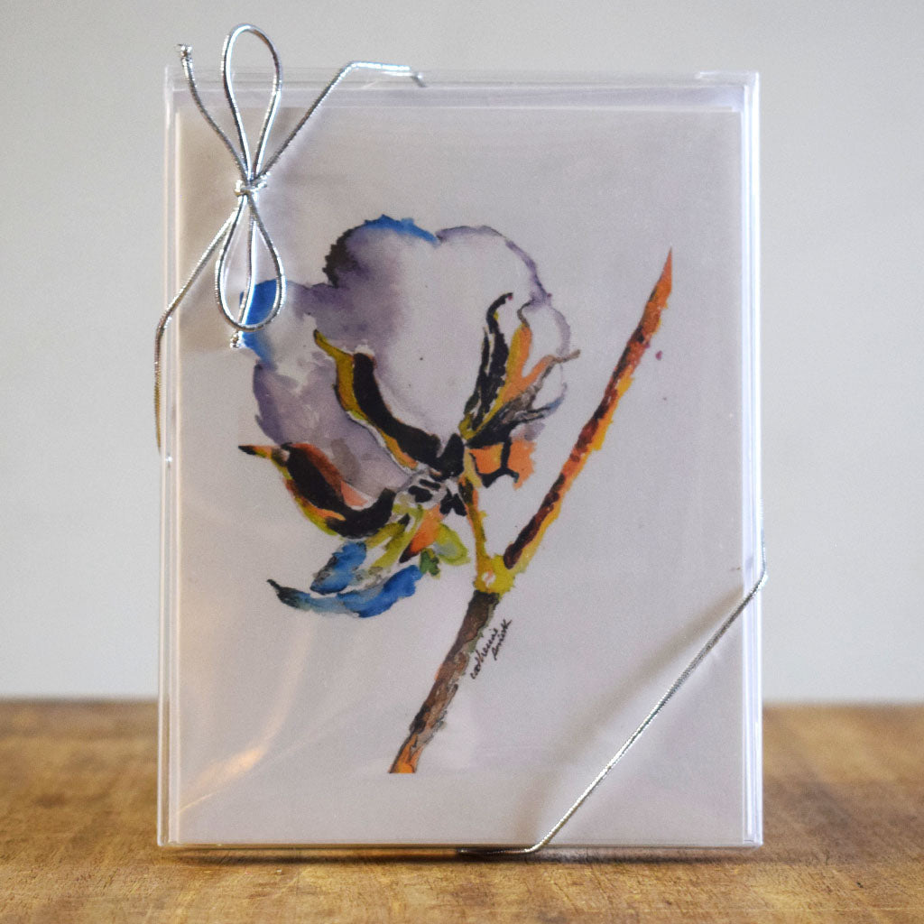 Cotton Boll Hand Painted Note Cards - TheMississippiGiftCompany.com