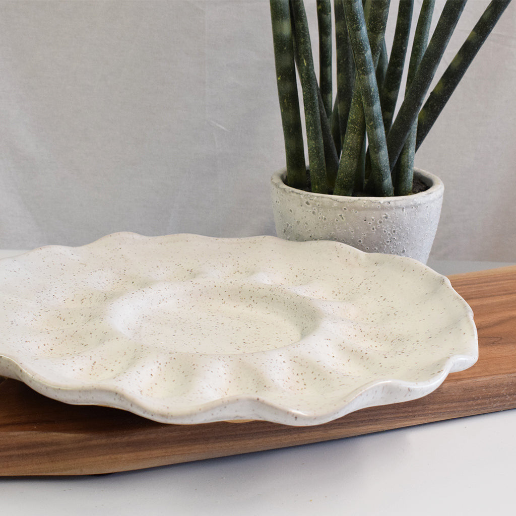 Handcrafted Egg Plate Simply White - TheMississippiGiftCompany.com