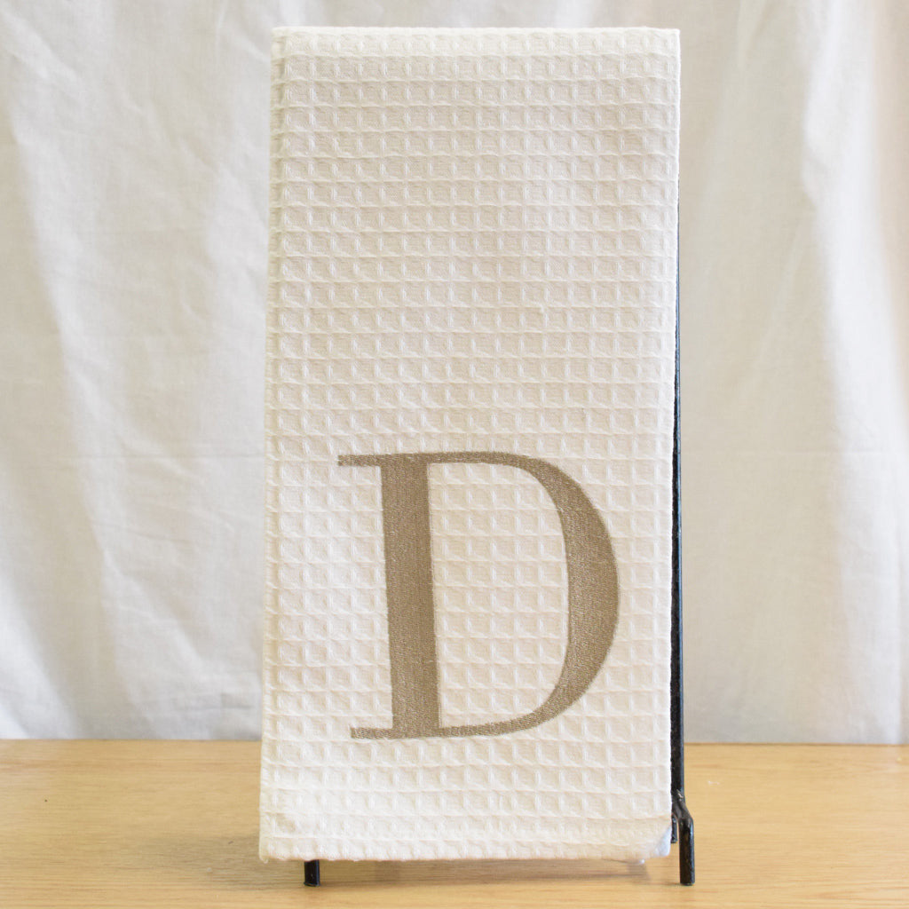 Embroidered Initial Waffle Weave Towel - TheMississippiGiftCompany.com