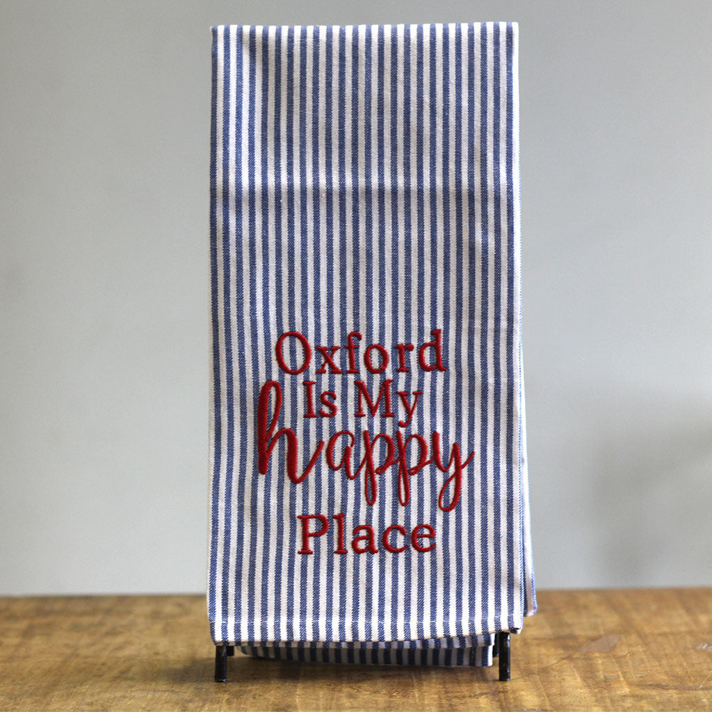 Oxford is my Happy Place Embroidered Hand Towel - TheMississippiGiftCompany.com
