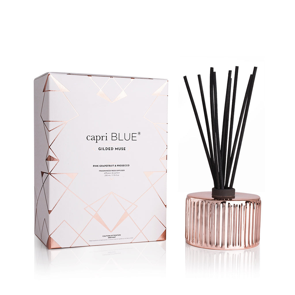 Gilded Muse Reed Diffuser- Pink Grapefruit and Prosecco - TheMississippiGiftCompany.com