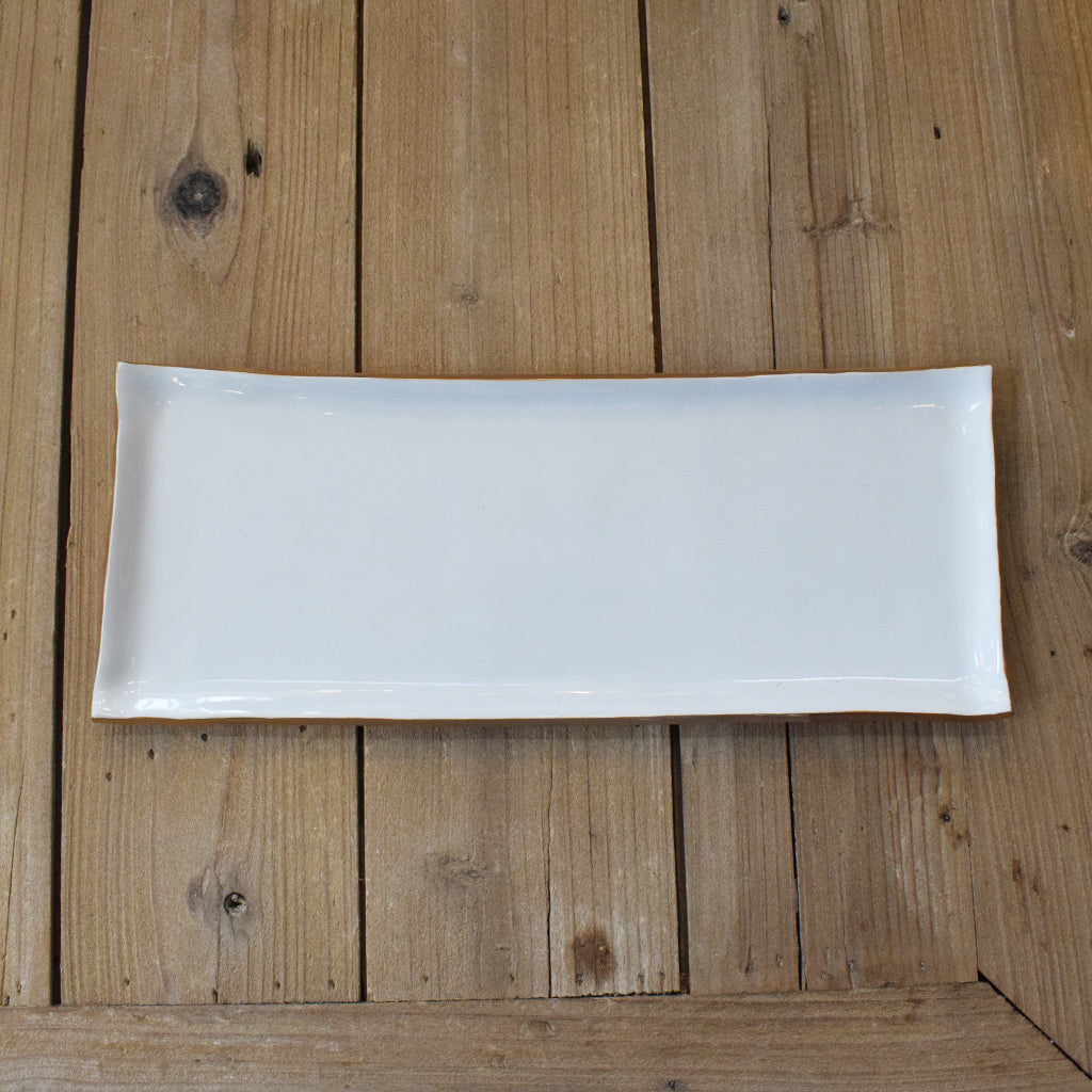 Gold and White  Small Rectangle Platter - TheMississippiGiftCompany.com