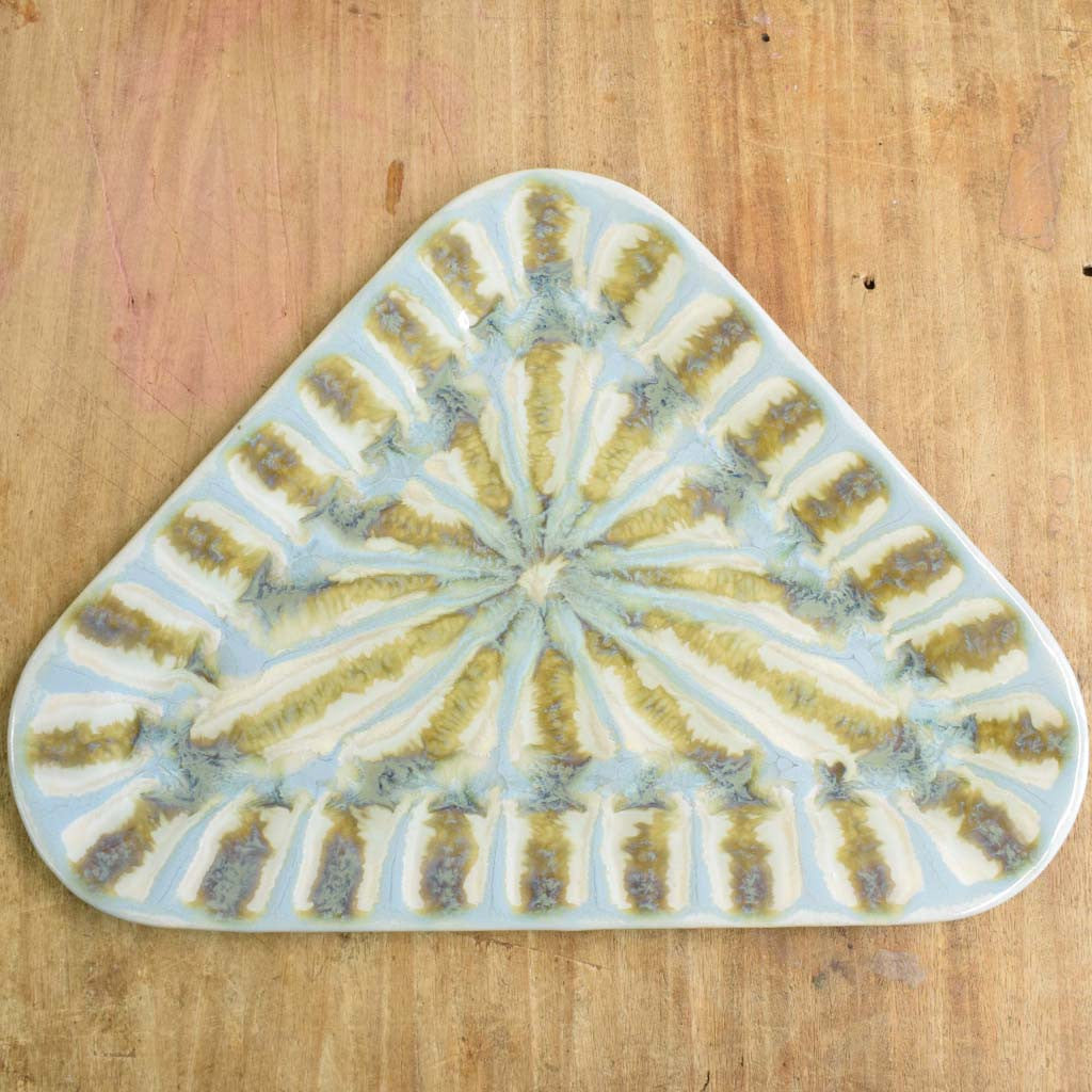 Teal Large Triangle Plate - TheMississippiGiftCompany.com