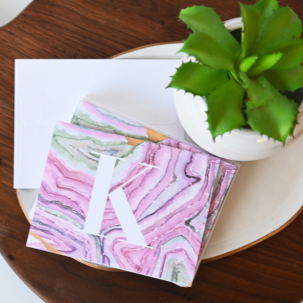 Purple Agate Initial Notecard Set | Mississippi made product ...