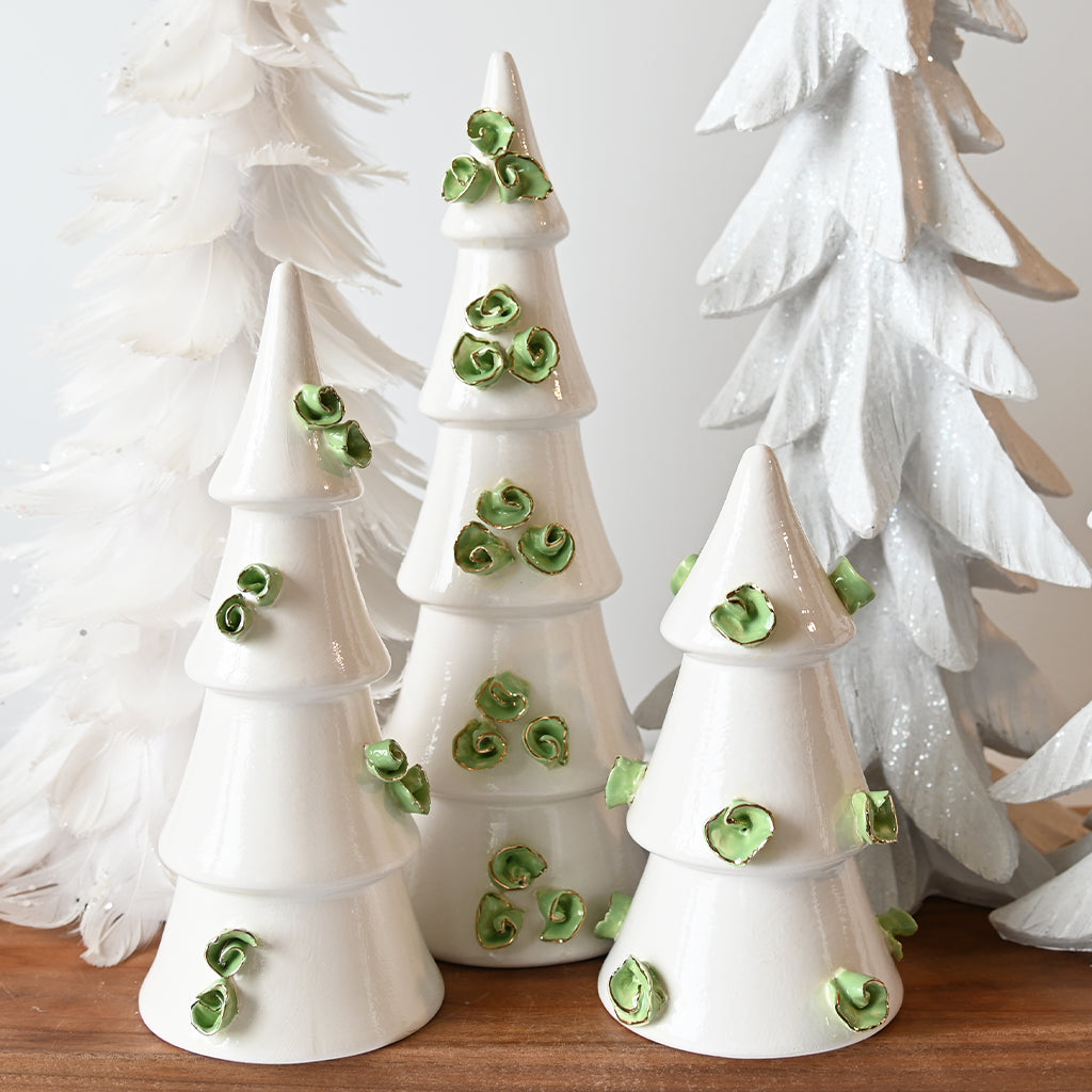 Large Floral Christmas Tree White/Green - TheMississippiGiftCompany.com