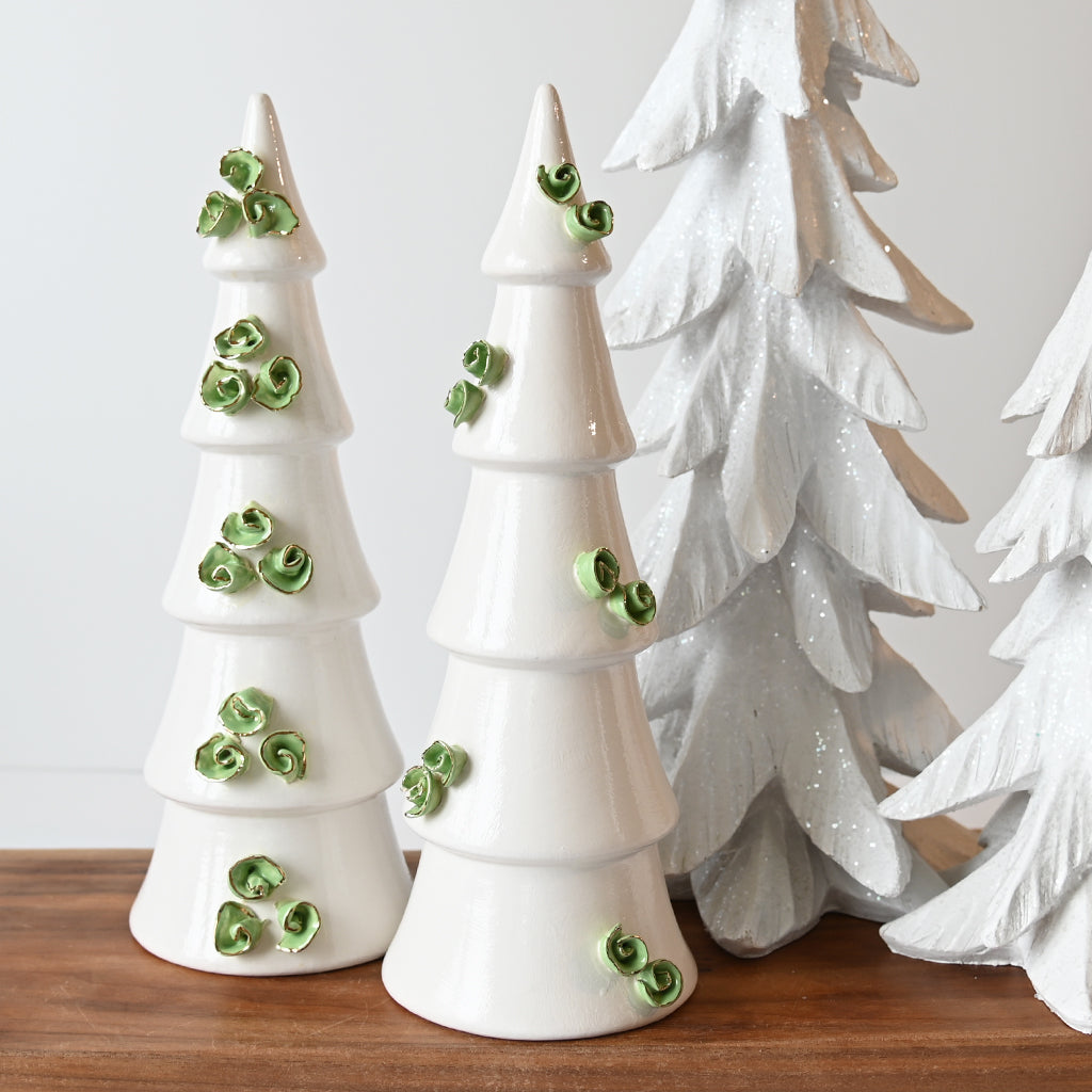 Large Floral Christmas Tree White/Green - TheMississippiGiftCompany.com