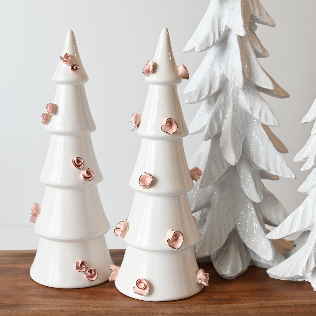 Large Floral Christmas Tree White/Pink - TheMississippiGiftCompany.com