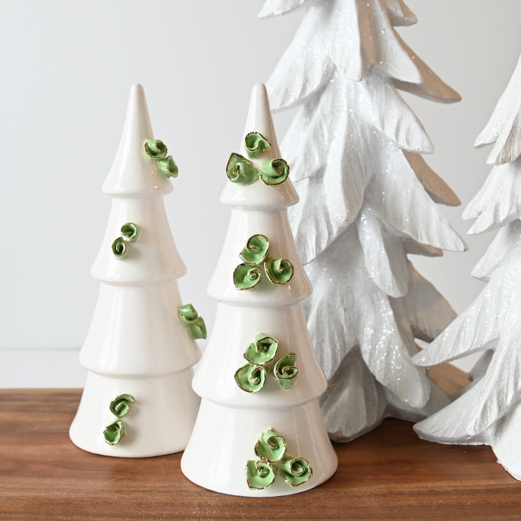 Medium Floral Christmas Tree White/Green - TheMississippiGiftCompany.com