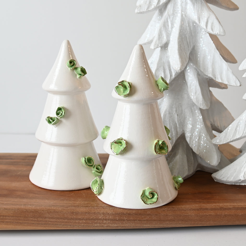 Small Floral Christmas Tree White/Green - TheMississippiGiftCompany.com