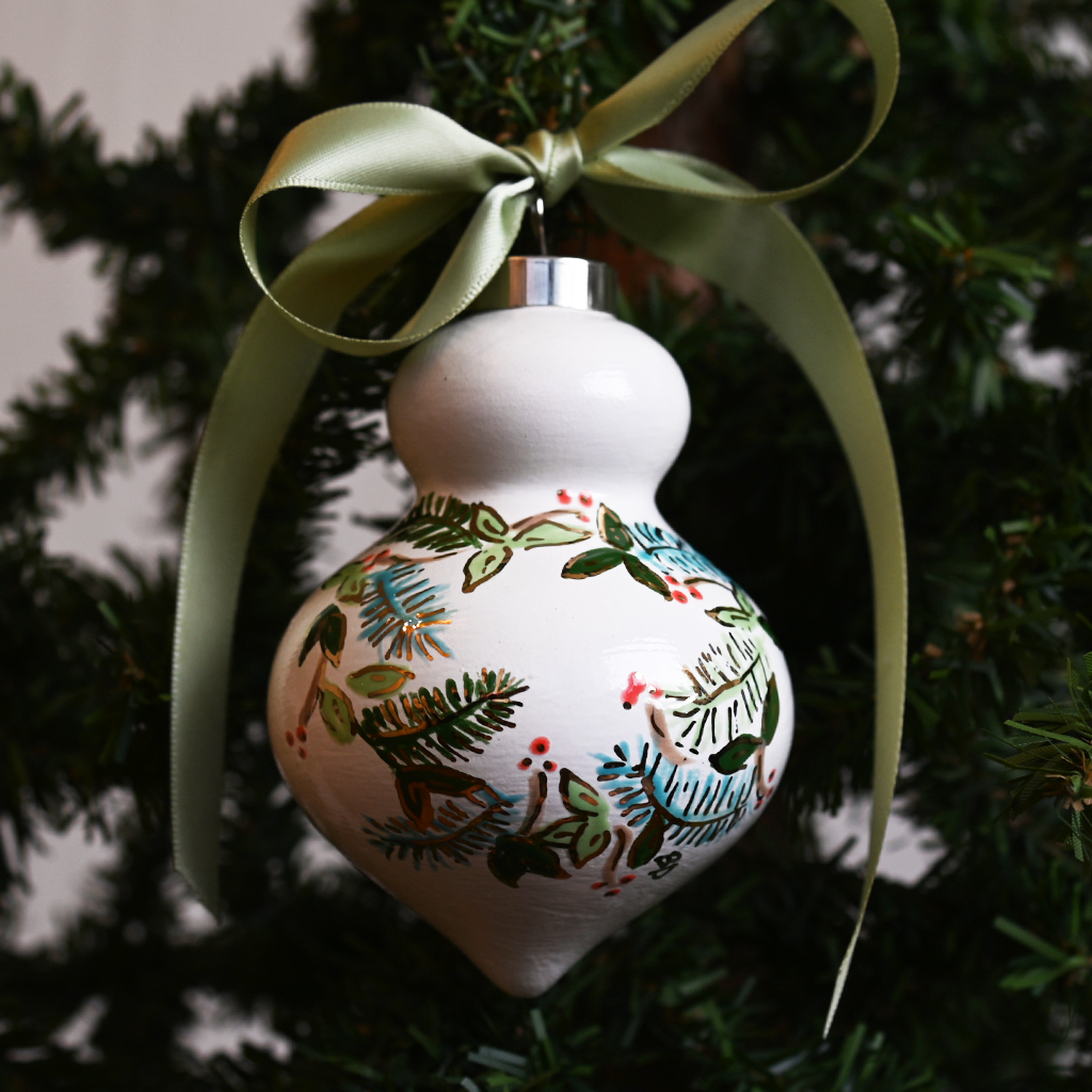White Floral Ornament - TheMississippiGiftCompany.com