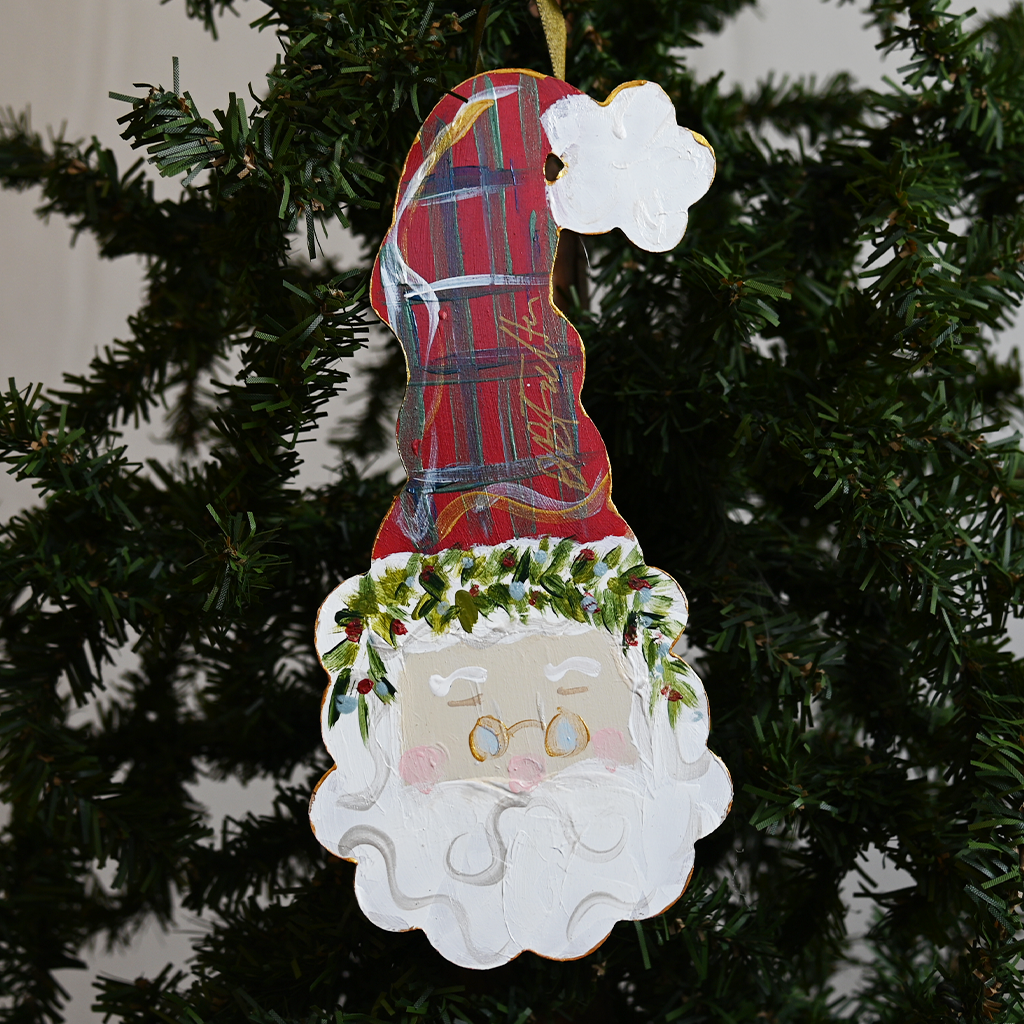 Red Plaid Santa Ornament - TheMississippiGiftCompany.com