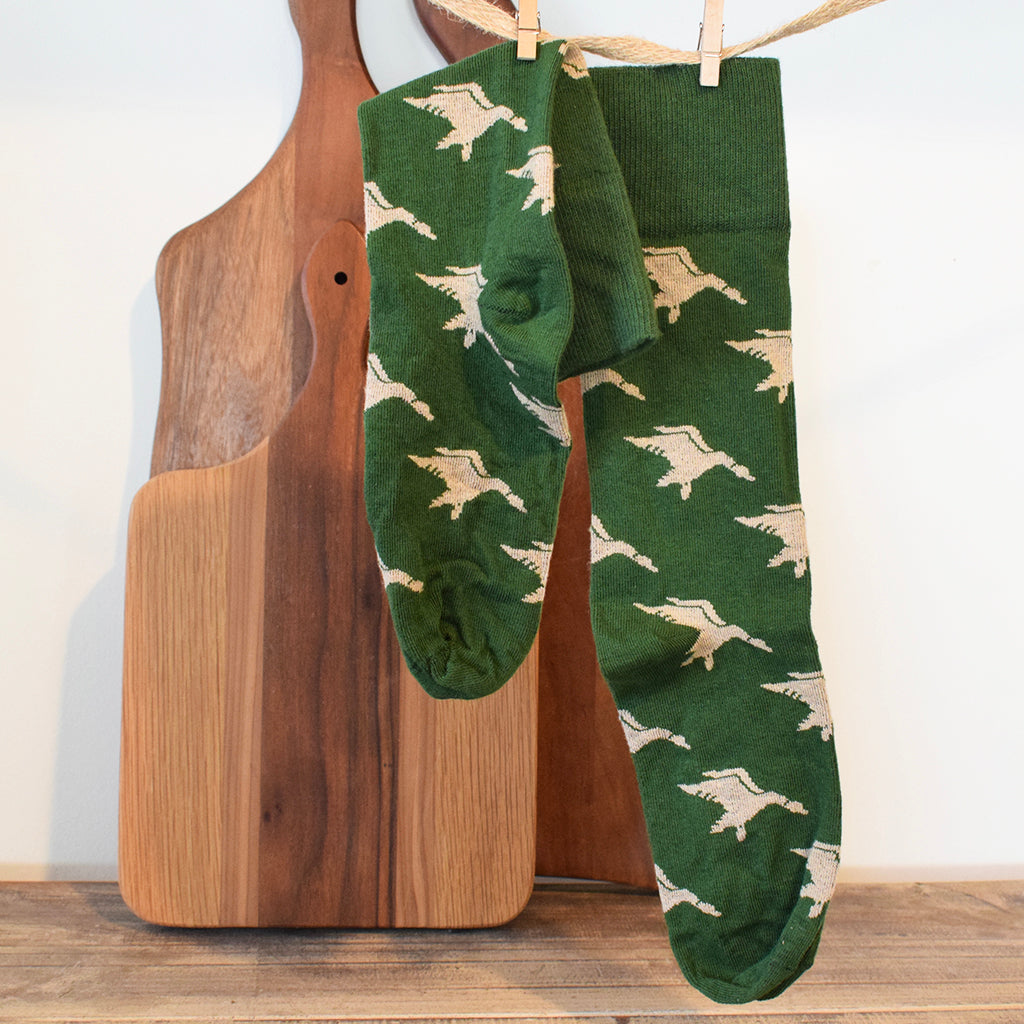 Mallard Socks-Green/Tan - TheMississippiGiftCompany.com