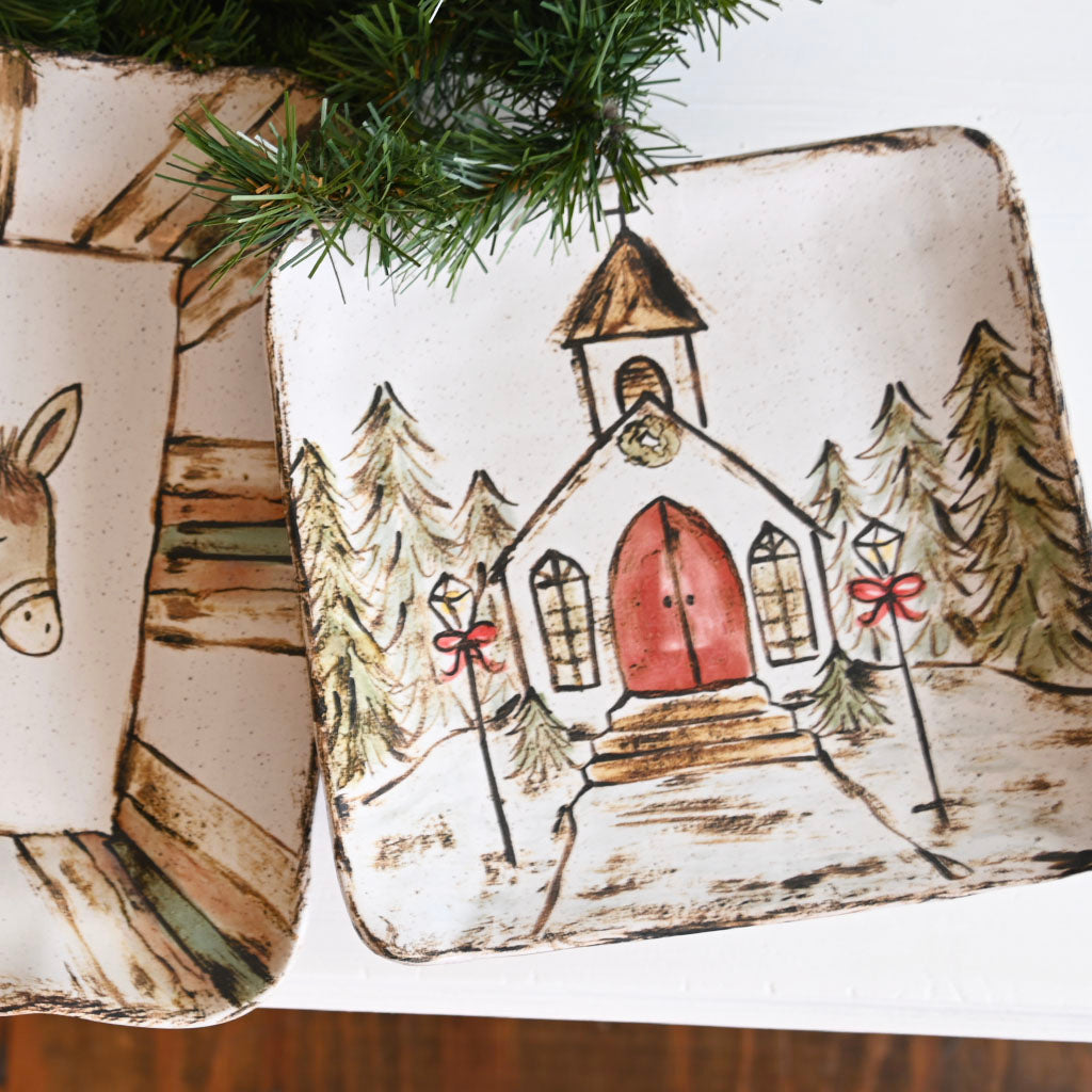 Church at Christmas Tray - TheMississippiGiftCompany.com