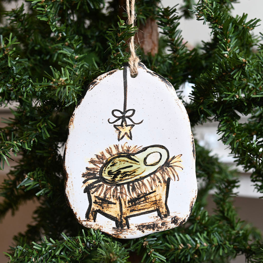 A Child Is Born Pottery Ornament - TheMississippiGiftCompany.com