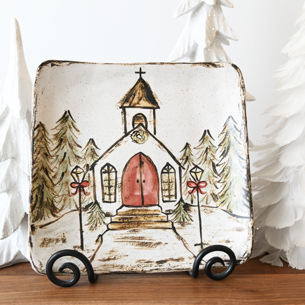 Church at Christmas Tray - TheMississippiGiftCompany.com