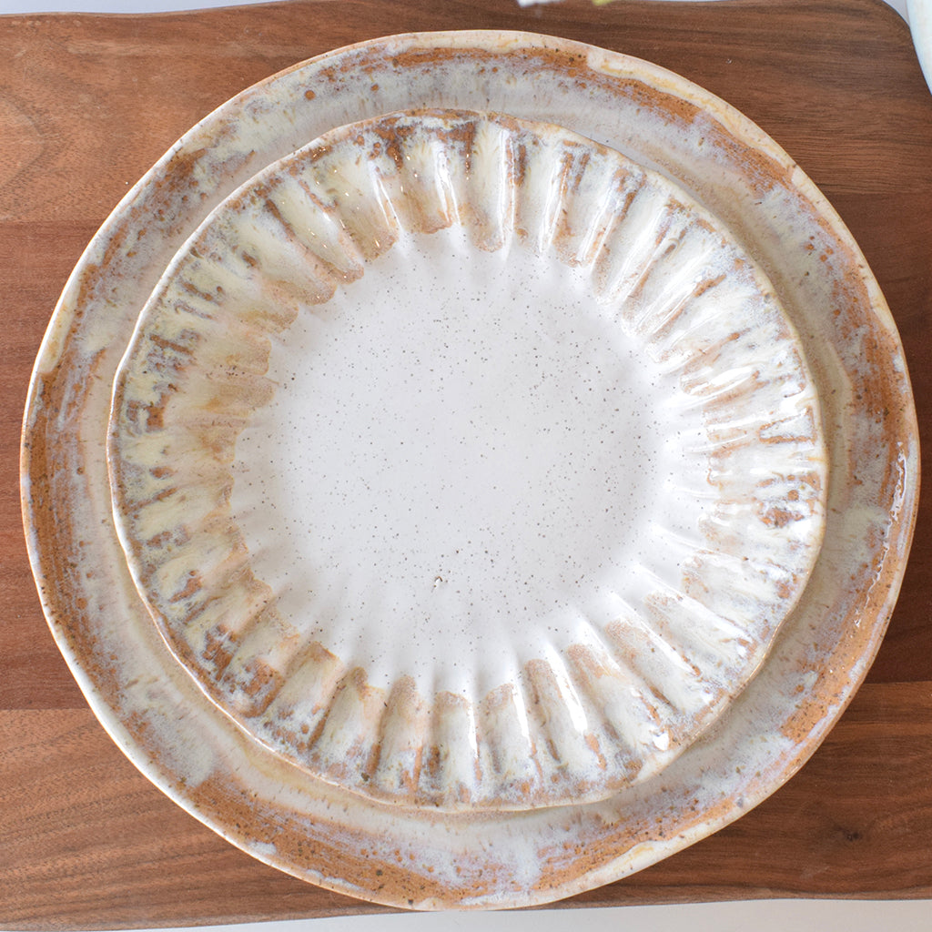 Crimped Salad Plate-Cottonwood - TheMississippiGiftCompany.com